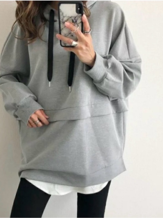 Zara Tops - ZARA Oversized Hoodie Gray Size Small Soft Minimalist Streetwear Pullover